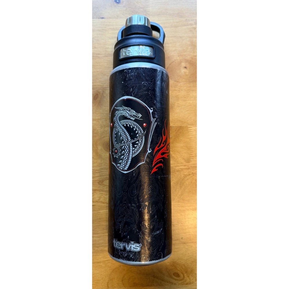 Tervis House of the Dragon Stainless Steel Water Bottle Black Red Silver 24oz